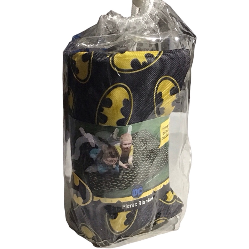 DC Comics Batman Picnic Blanket Black Yellow 49 in x 58 in